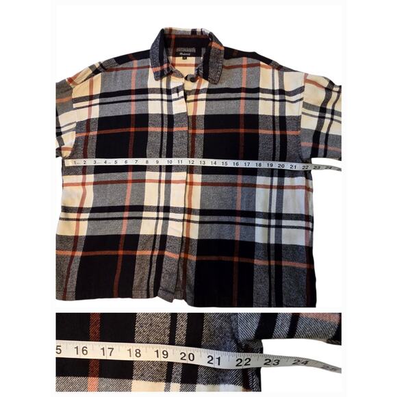 Madewell Flannel Bromley Shirt, Black & Ivory plaid Women's sz Medium - Picture 7 of 12